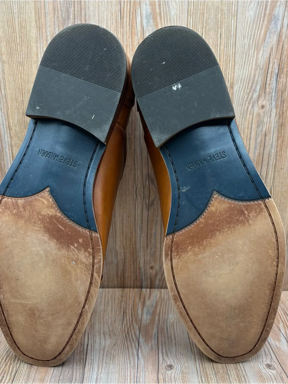 Steve Madden Schemer Mens Brown Leather Slip-On Casual Dress Shoes Size 12